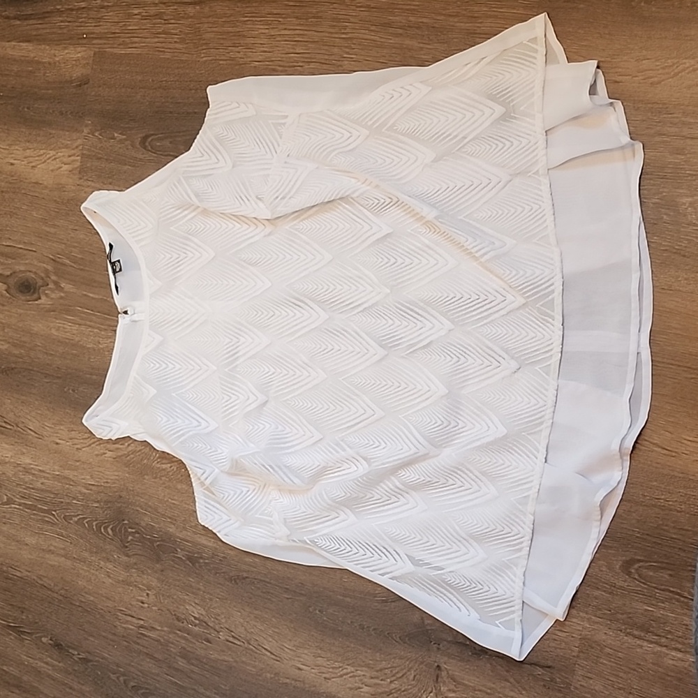 Zac & Rachel 1X White layered Sheer Blouse